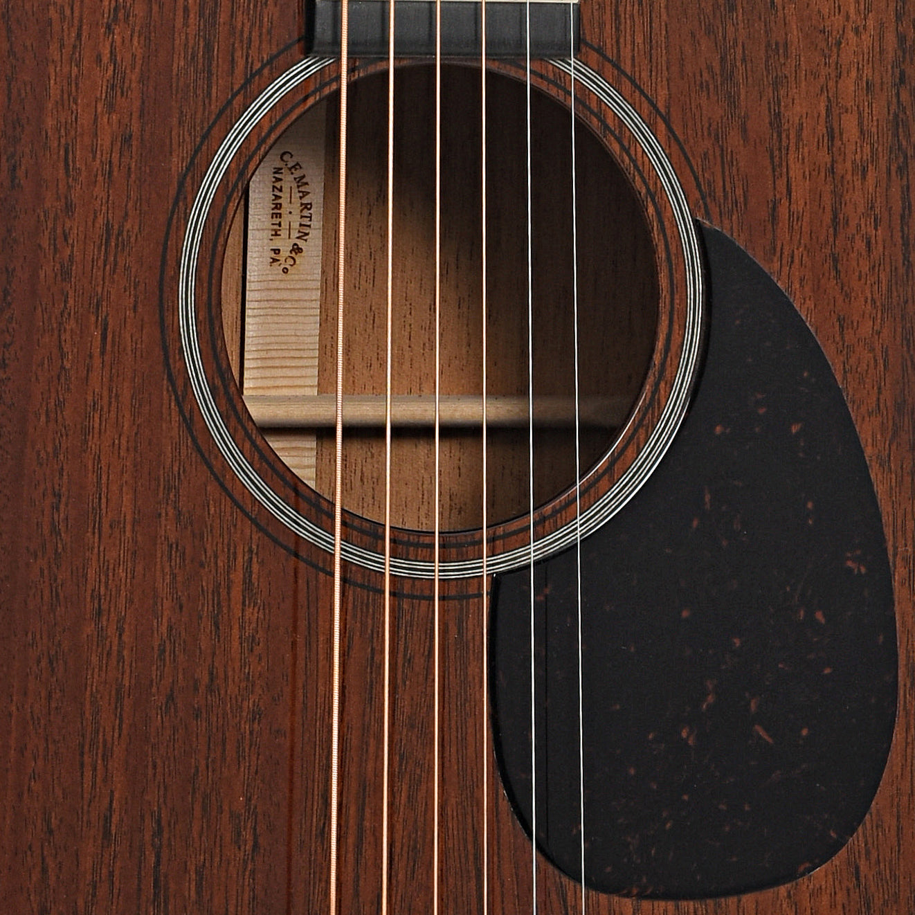 Sound hole of Martin Custom All-Mahogany 000 12-Fret Guitar 