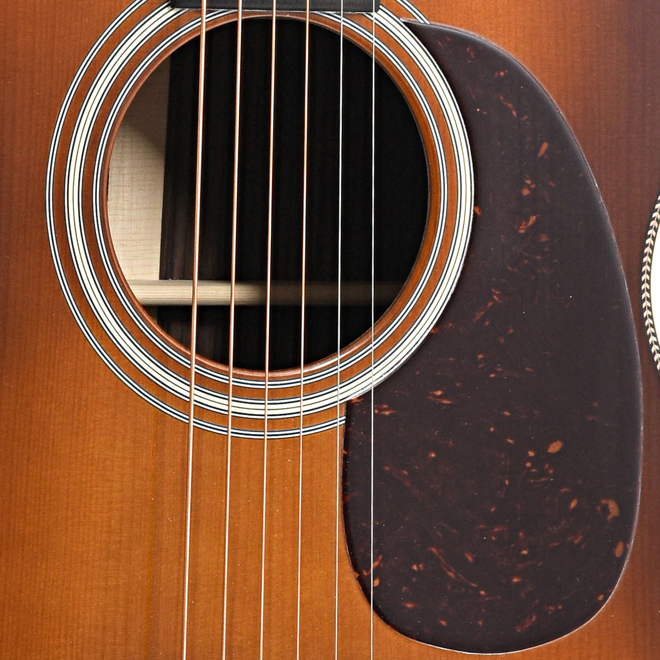 Soundhole and Pickguard of Martin Custom 000-28 Authentic 1937 Guitar Ambertone