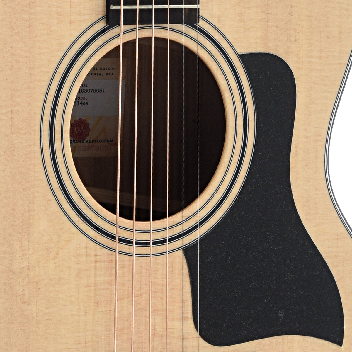 Soundhole and Pickguard of Taylor 314ce Acoustic Guitar