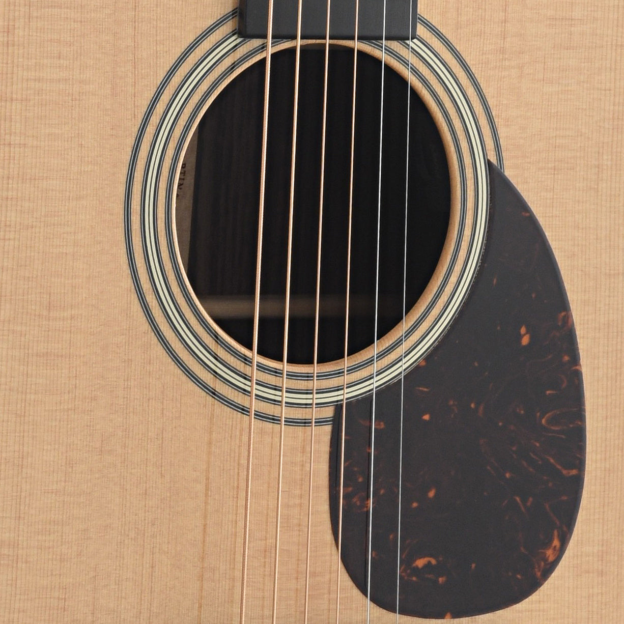 Soundhole and Pickguard of Martin OM-28E Modern Deluxe Guitar
