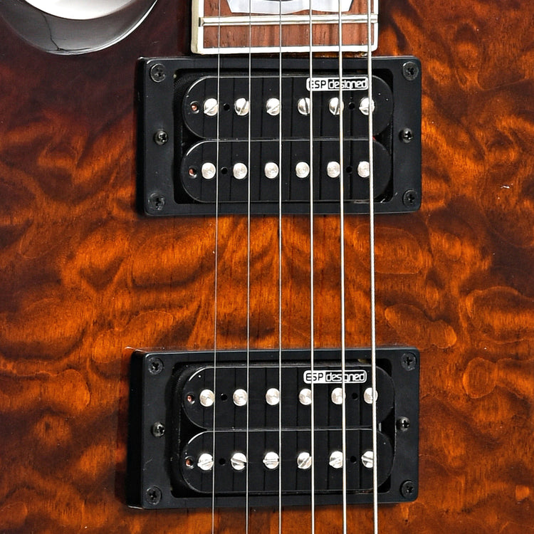 Image 5 of ESP LTD Viper-256 Quilted Maple Dark Brown Sunburst Electric Guitar, Left Handed - SKU# VIPER256L-QMDBSB : Product Type Solid Body Electric Guitars : Elderly Instruments