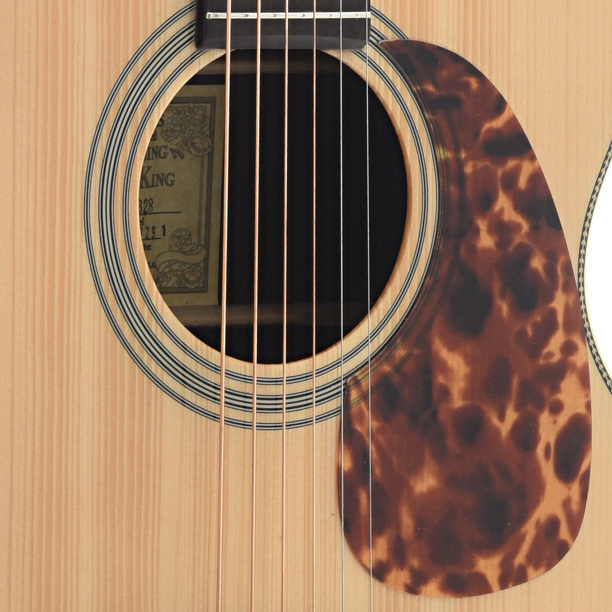 Soundhole and Pickguard of Recording King RO-328 000 Acoustic Guitar 