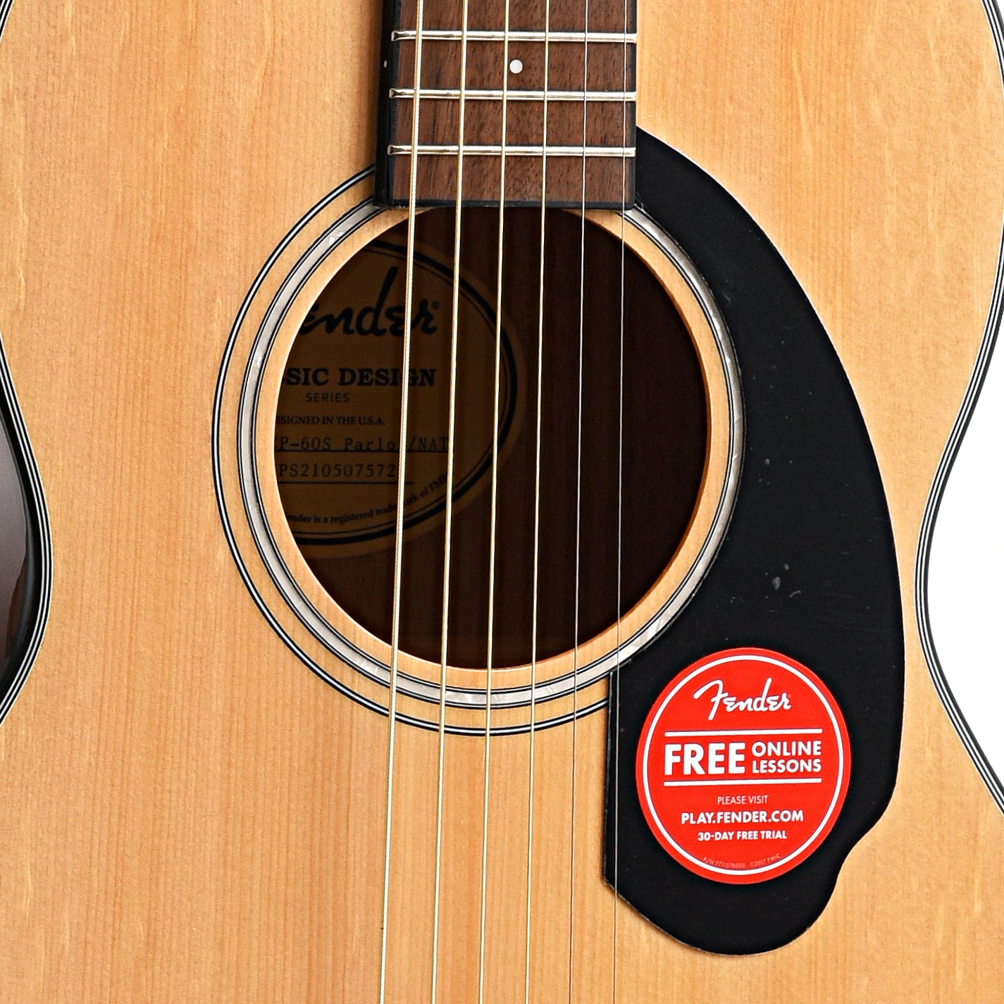 sound hole of Fender CP-60S Parlor Acoustic, Natural Finish