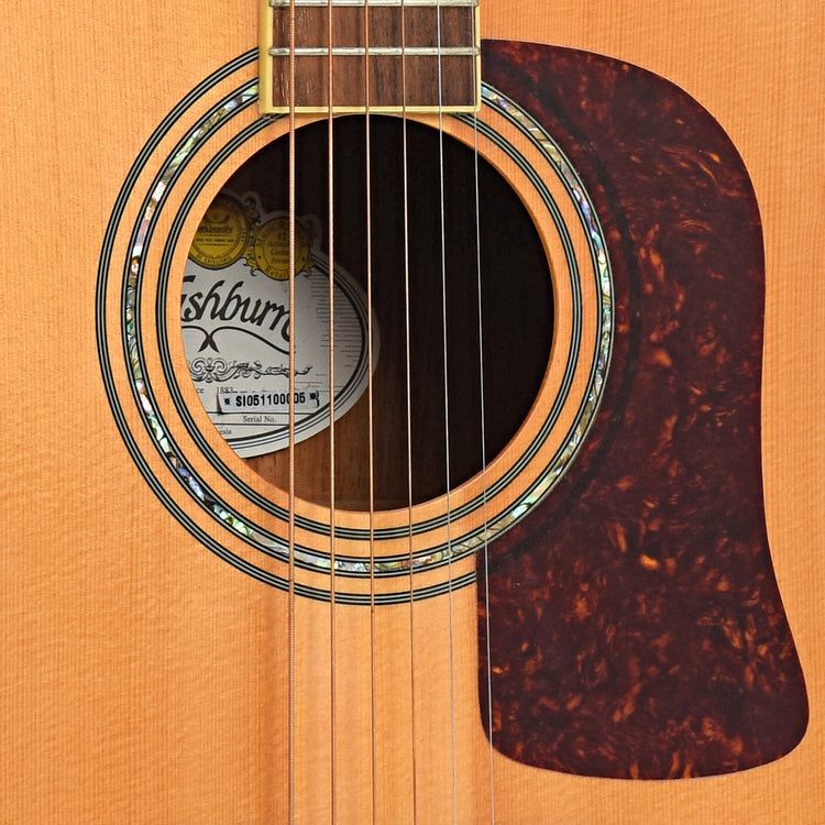 Sound hole and pickguard of Washburn D-30S