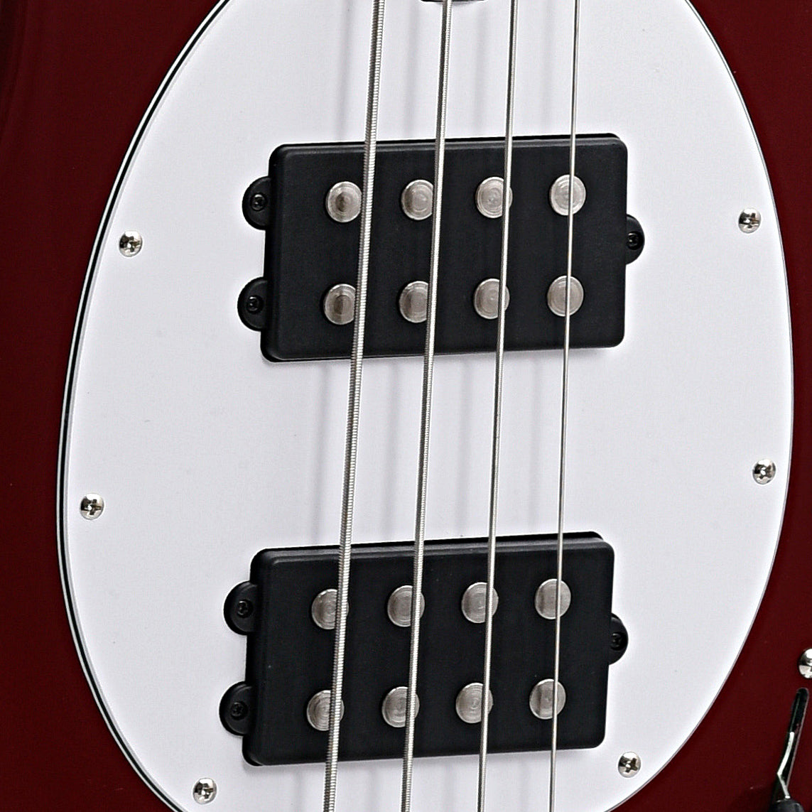 Image 5 of Sterling by Music Man StingRay HH Bass, Candy Apple Red - SKU# RAY4HH-CAR : Product Type Solid Body Bass Guitars : Elderly Instruments
