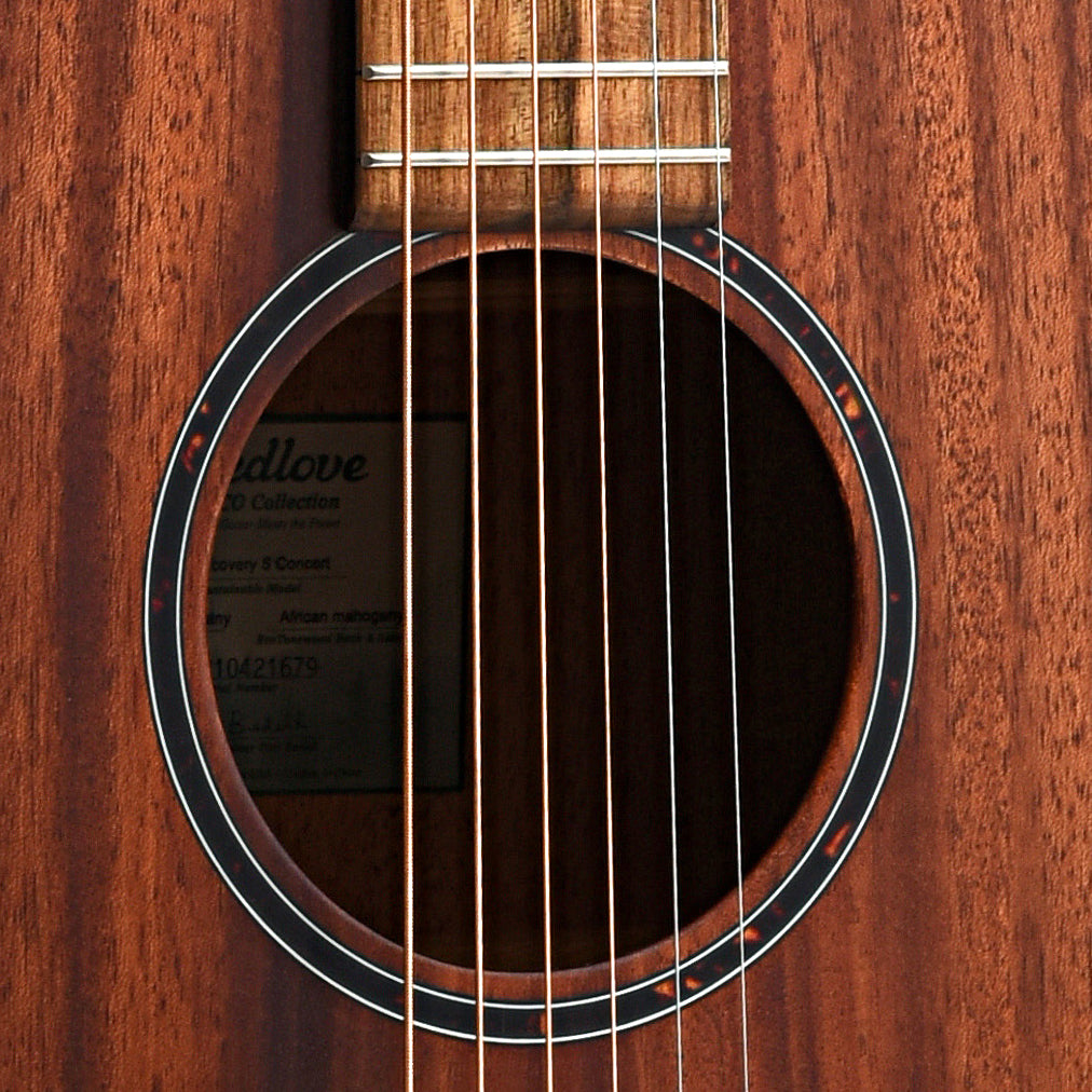 Sound hole of Breedlove Eco Collection Discovery S Concert African Mahogany