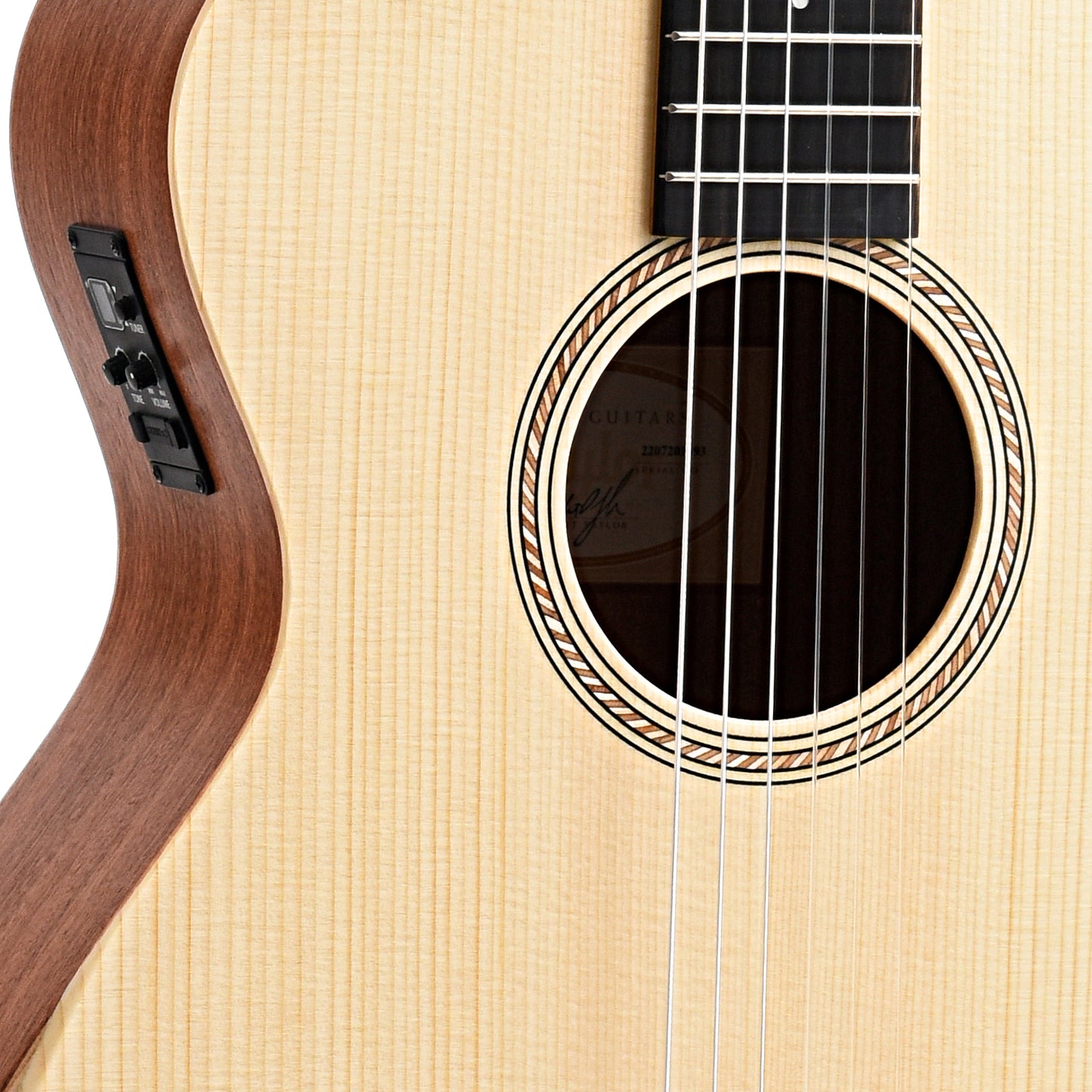 Sounhole and controls of Taylor Academy 12e-N Nylon String Acoustic