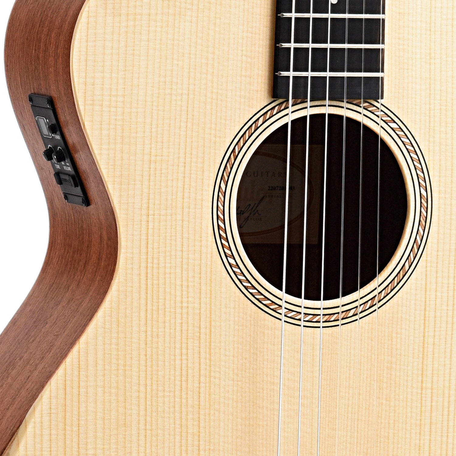 Sounhole and controls of Taylor Academy 12e-N Nylon String Acoustic
