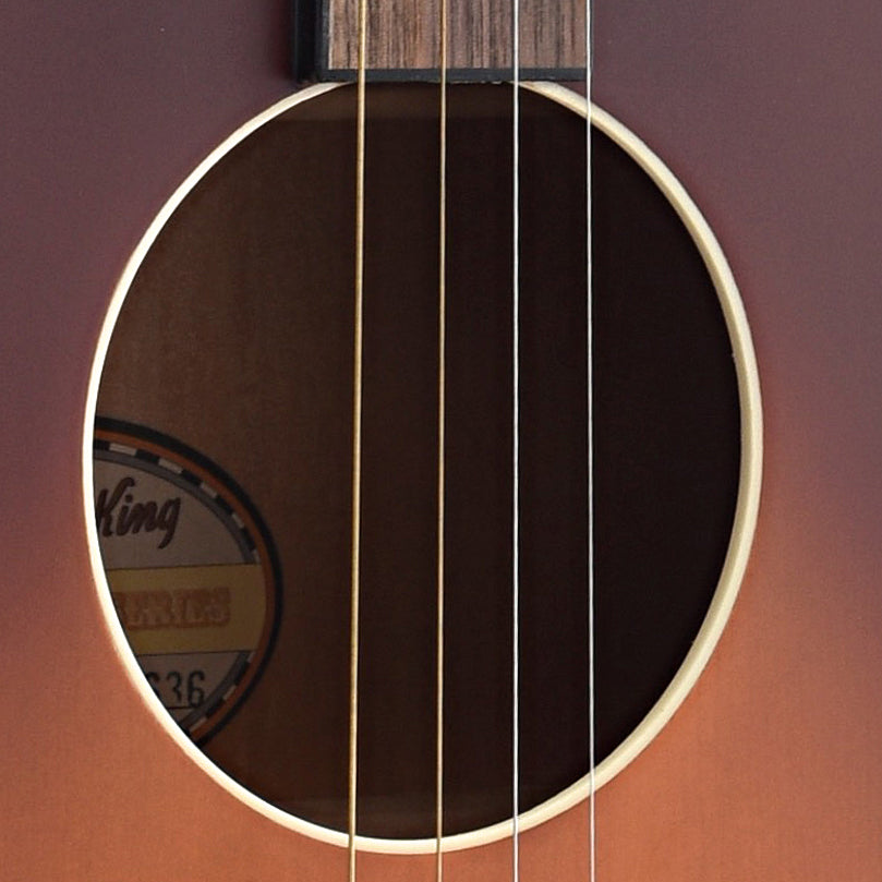 Soundhole of Recording King Dirty 30s Series 7 000 Tenor Guitar