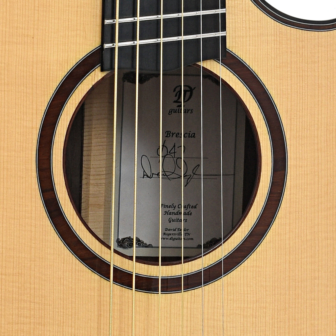Soundhole of David Taylor Brescia Acoustic Guitar