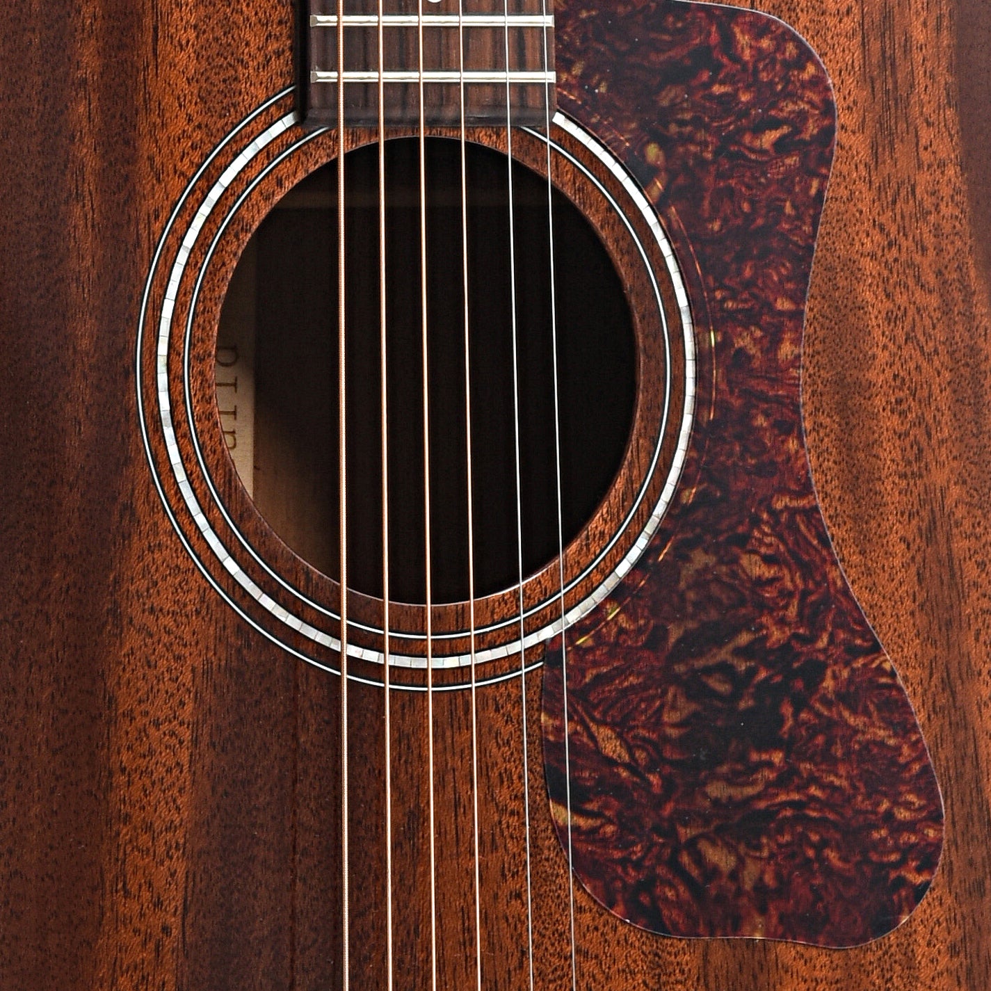 Soundhole and Pickguard of Guild Westerly Collection D-120 Acoustic Guitar