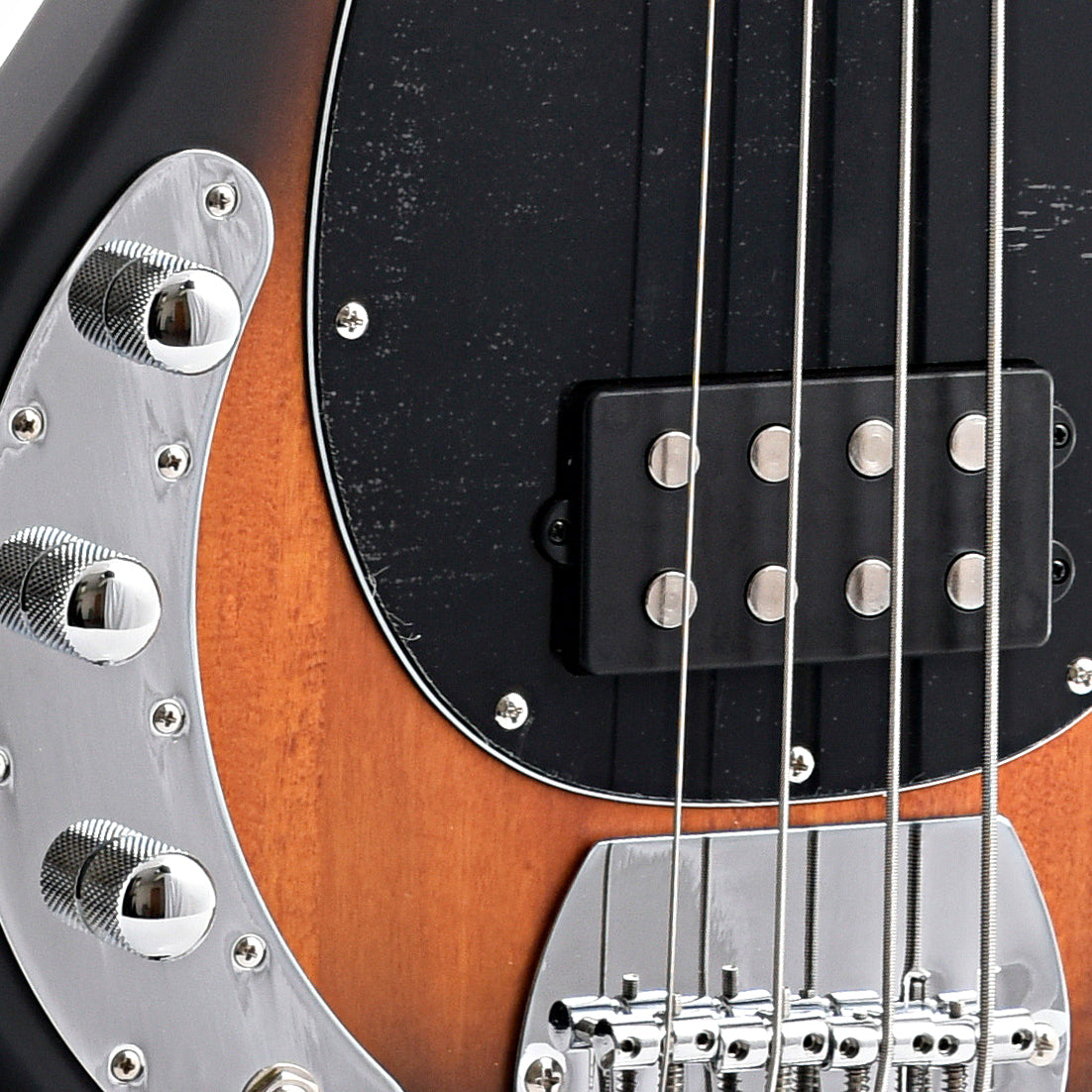 Image 4 of Sterling by Music Man 4-String Left Handed StingRay Bass, Vintage Sunburst - SKU# RAY4LH-VS : Product Type Solid Body Bass Guitars : Elderly Instruments