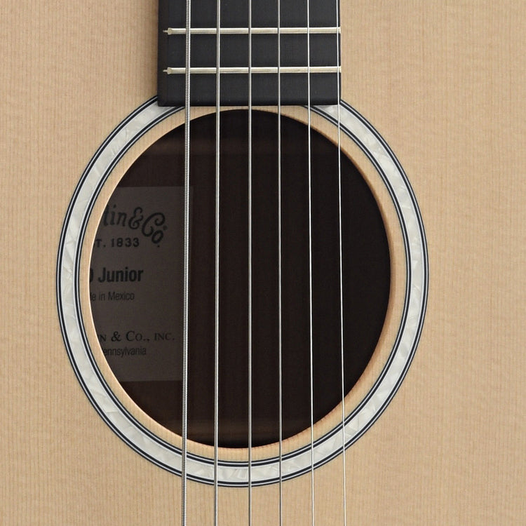 Soundhole of Martin 000CJr-10E Cutaway 000 Junior Guitar