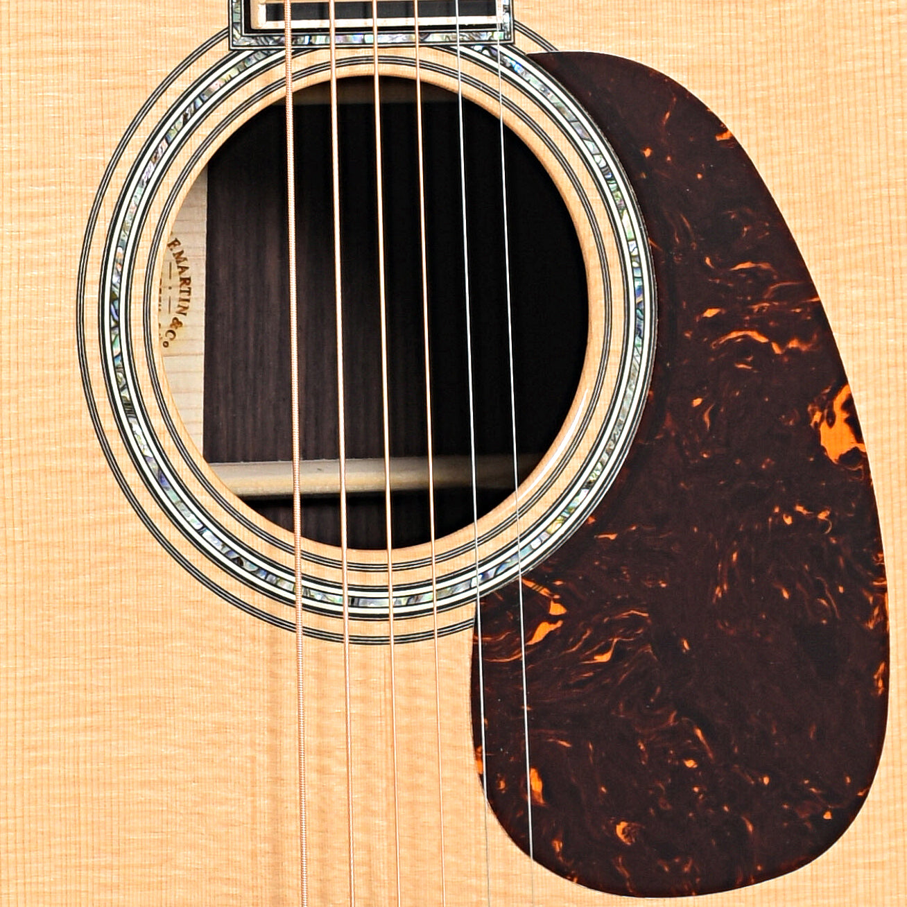 Soundhole and Pickguard of Martin D-45 Modern Deluxe Guitar 