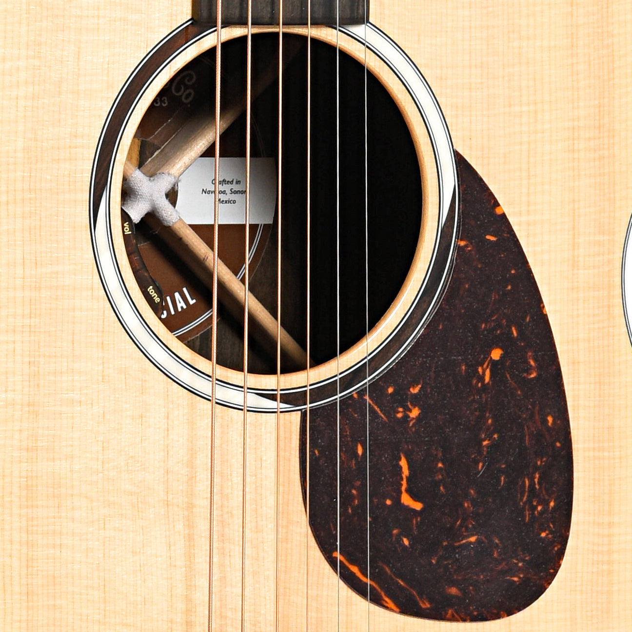 Soundhole and Pickguard of Martin SC-13E Special Cutaway Guitar