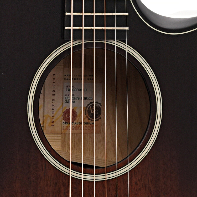 Soundhole of Taylor Builder's Edition 324ce Acoustic