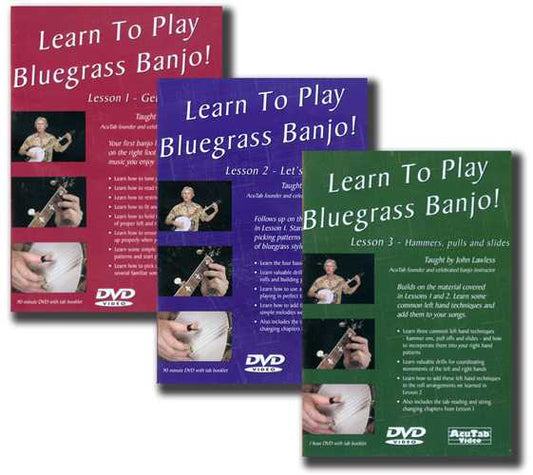 Image 1 of Learn to Play Bluegrass Banjo Lesson - 3 Volume Set - SKU# 405-D8SET : Product Type Media : Elderly Instruments