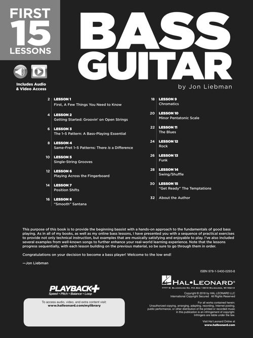 Image 2 of First 15 Lessons - Bass Guitar - SKU# 49-244590 : Product Type Media : Elderly Instruments