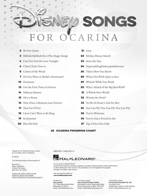 Image 2 of Disney Songs for Ocarina - SKU# 49-275998 : Product Type Media : Elderly Instruments