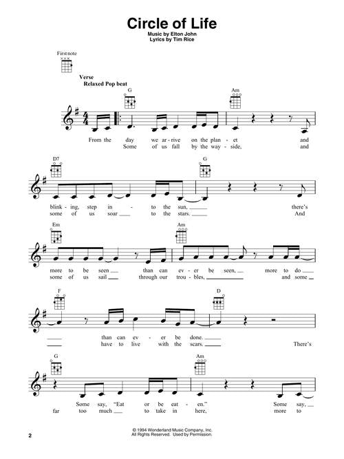 Image 3 of The Lion King - Music from the Disney Motion Picture Soundtrack Arranged for Ukulele - SKU# 49-303509 : Product Type Media : Elderly Instruments
