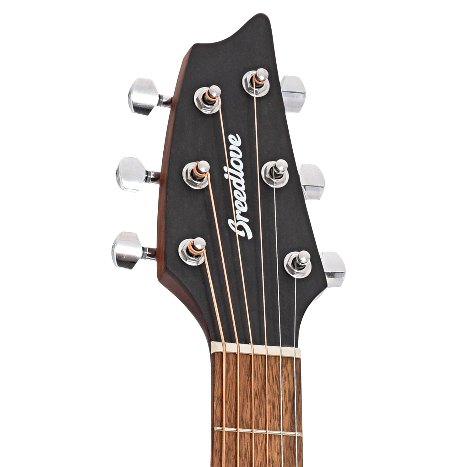 Front headstock of Breedlove Eco Collection Discovery S Concert Edgeburst CE European-African