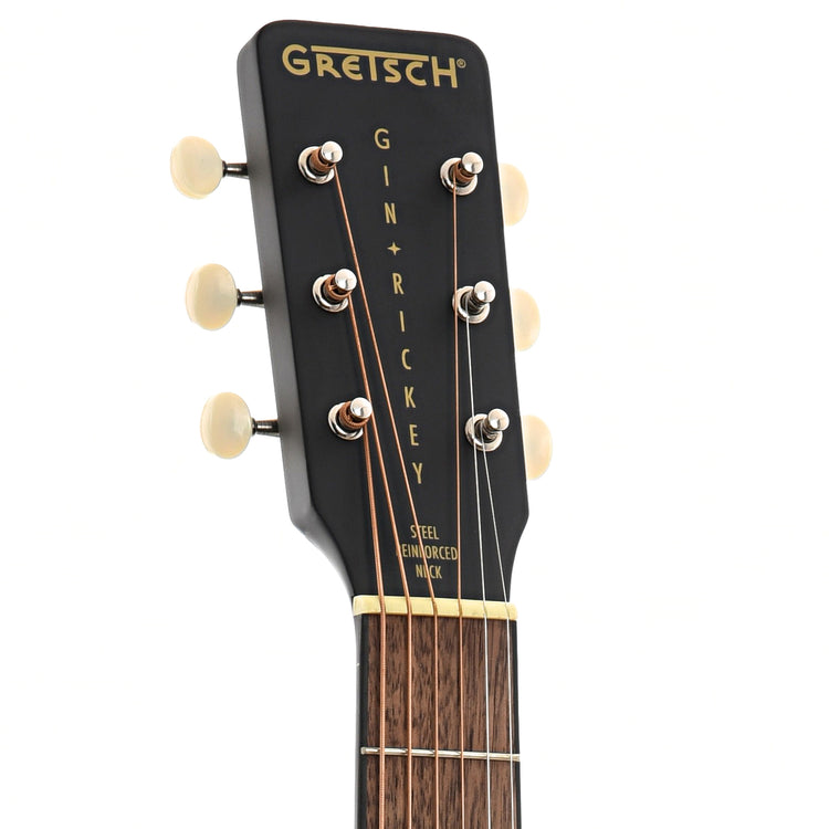 Front Headstock of Gretsch 9520E Gin Rickey Acoustic/Electric Guitar