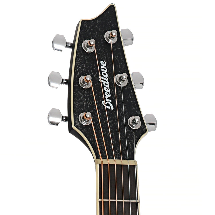 Front headstock of Breedlove Eco Collection Rainforest S Concert Night Sky CE African Mahogany