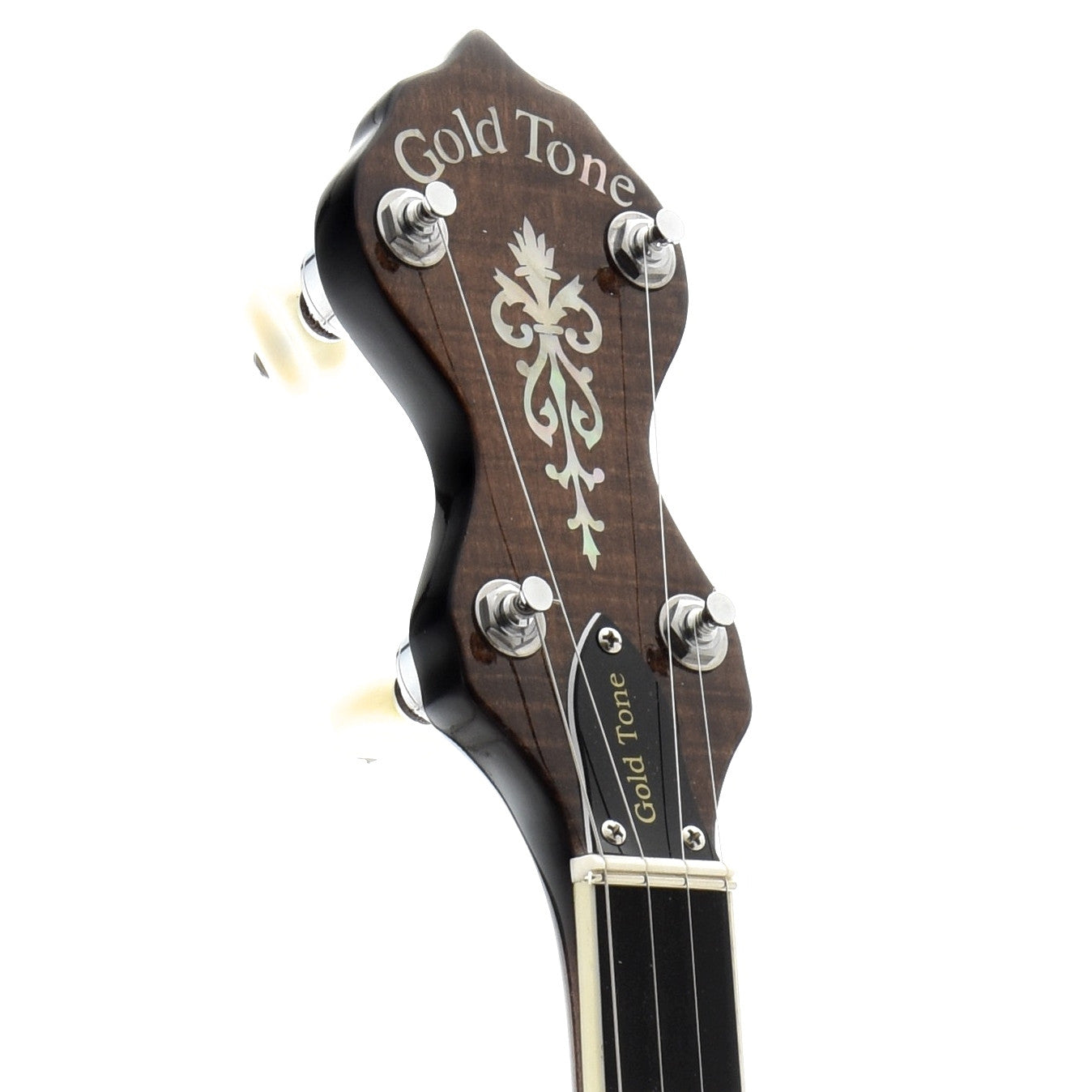 Front Headstock of Gold Tone WL-250 White Laydie Openback Banjo