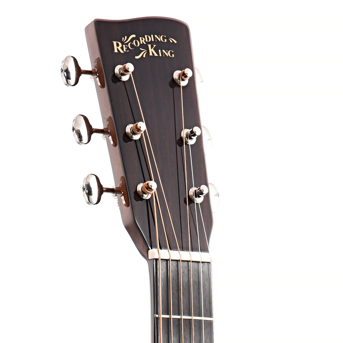 Front Headstock of Recording King RD-328 Rosewood Dreadnought Acoustic Guitar 