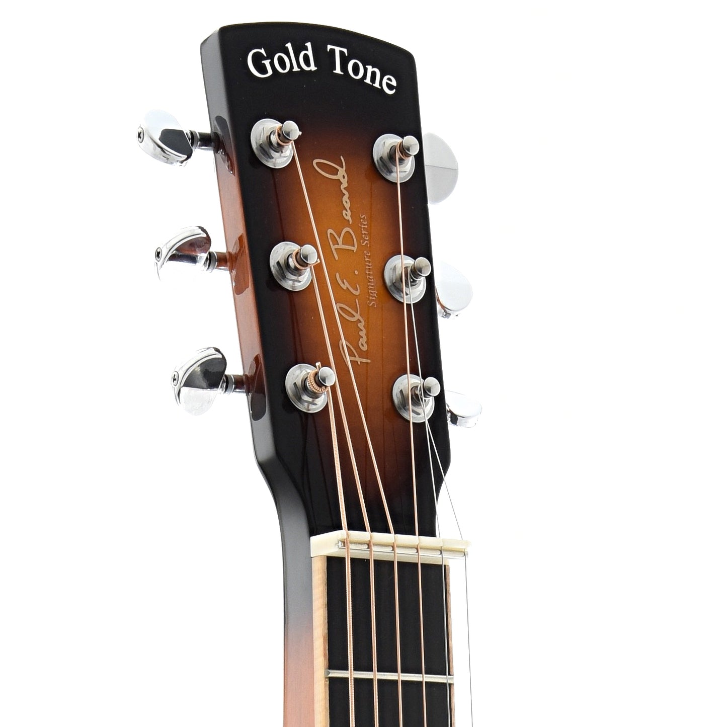 Front Headstock of Beard Gold Tone PBS-M Solid Mahogany, Squareneck Resonator Guitar 