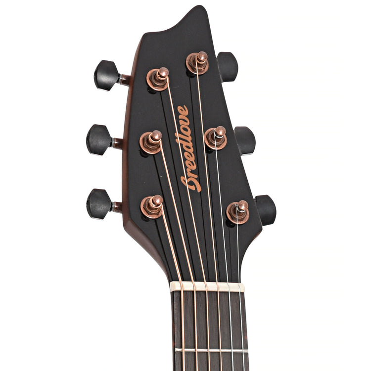 Front headstock of Breedlove Pursuit Exotic S Companion Tiger's Eye CE Myrtlewood-Myrtlewood