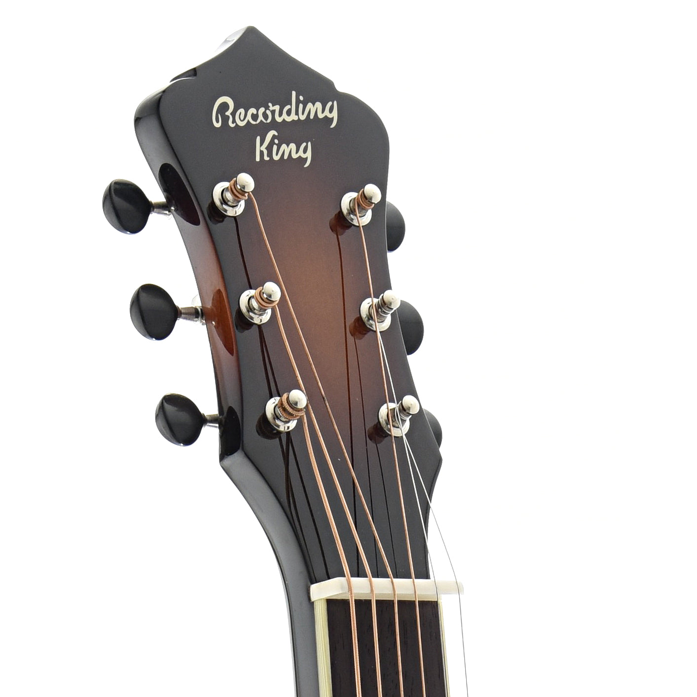 Front Headstock of Recording King Phil Leadbetter Signature Squareneck Resonator Guitar