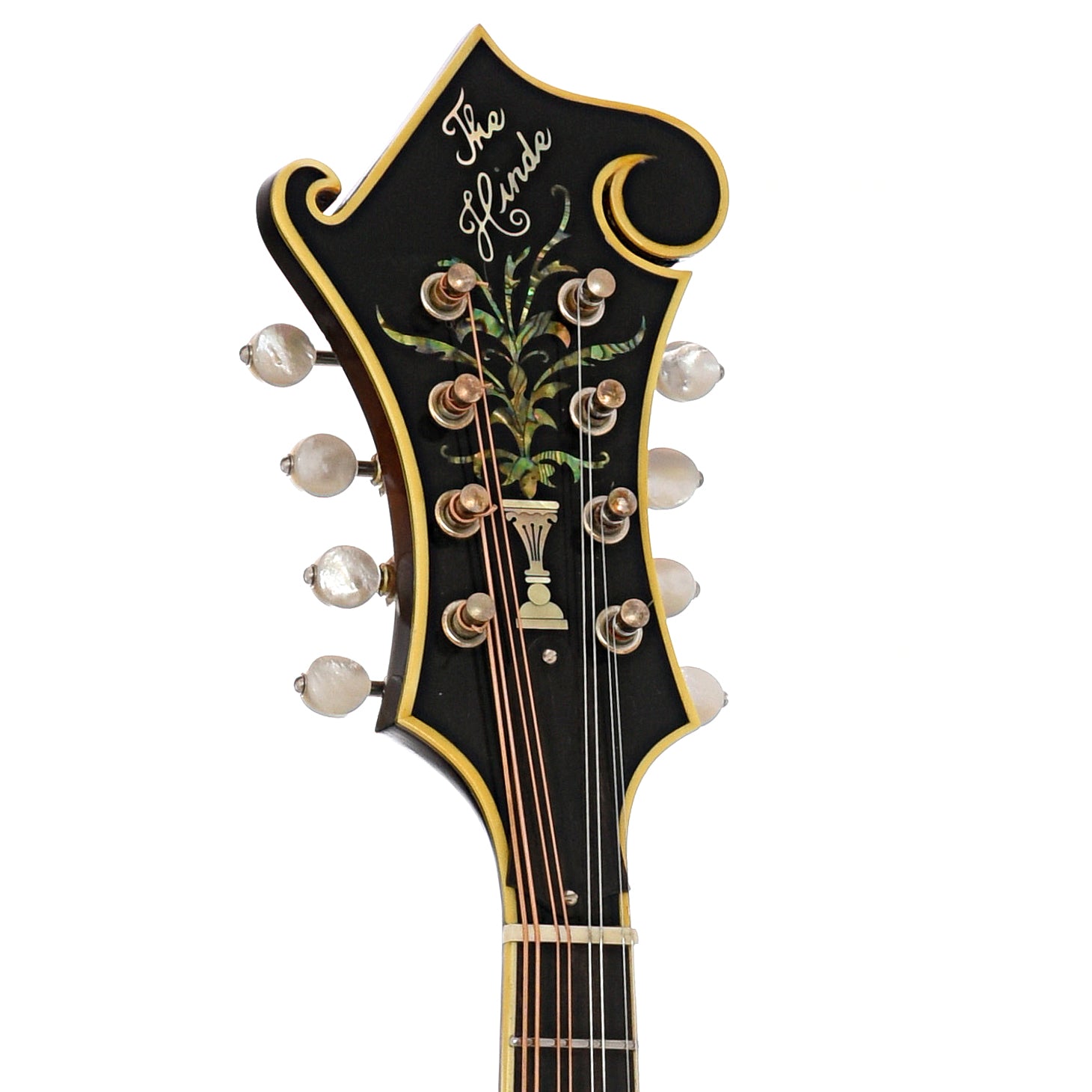 Front headstock of Hinde Custom Instruments "Heritage" F-Model Mandolin,