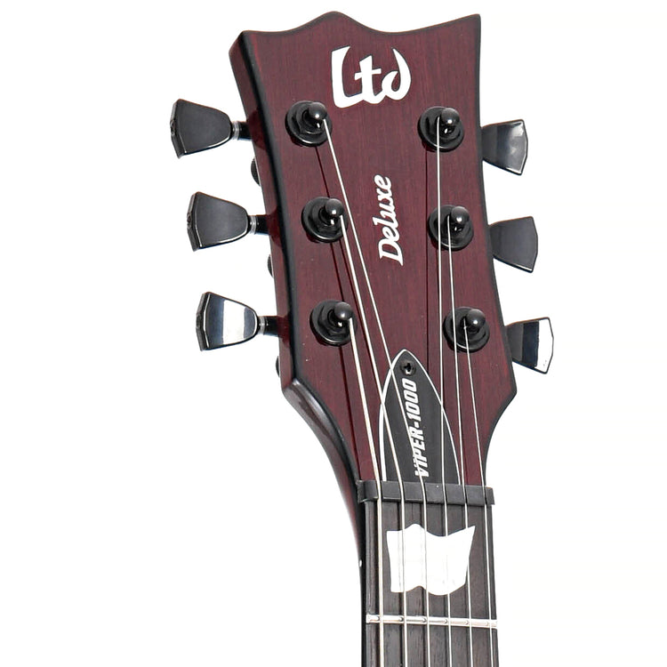 Front headstock of ESP LTD Viper-1000 Electric Guitar, See Thru Black Cherry