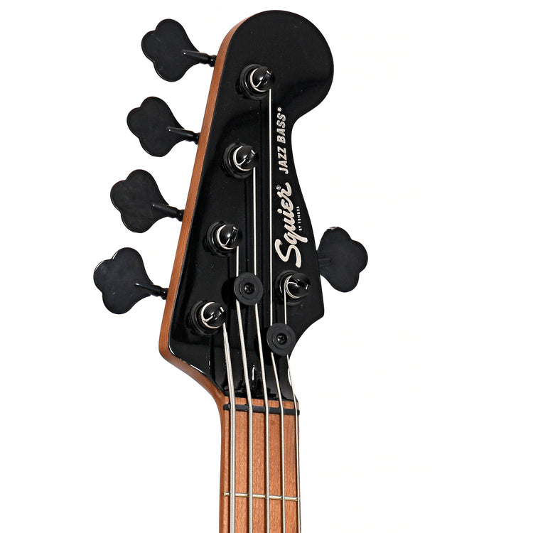 Front headstock of Squier Contemporary Active Jazz Bass HH V, Gunmetal Metallic