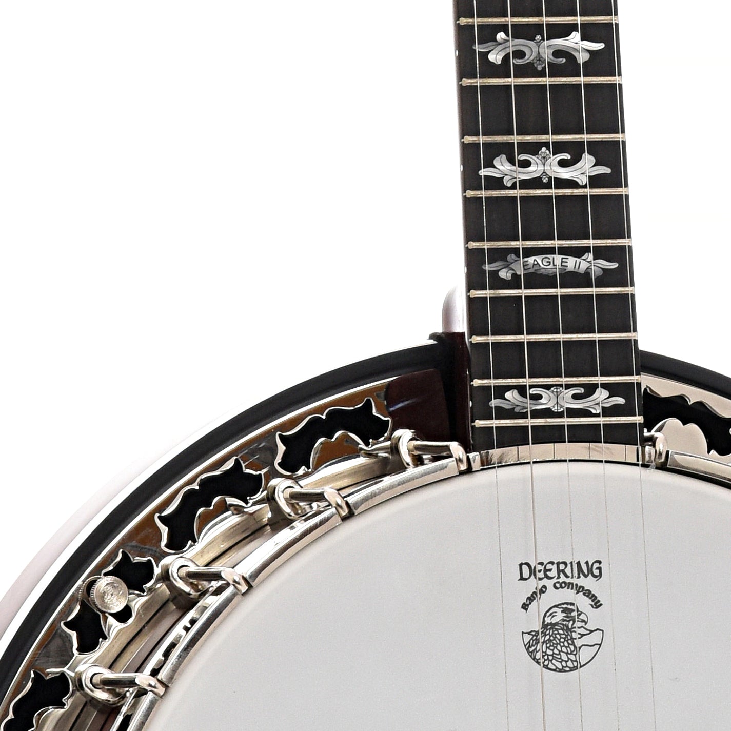 Front of neck and body join of Deering Eagle II Banjo 