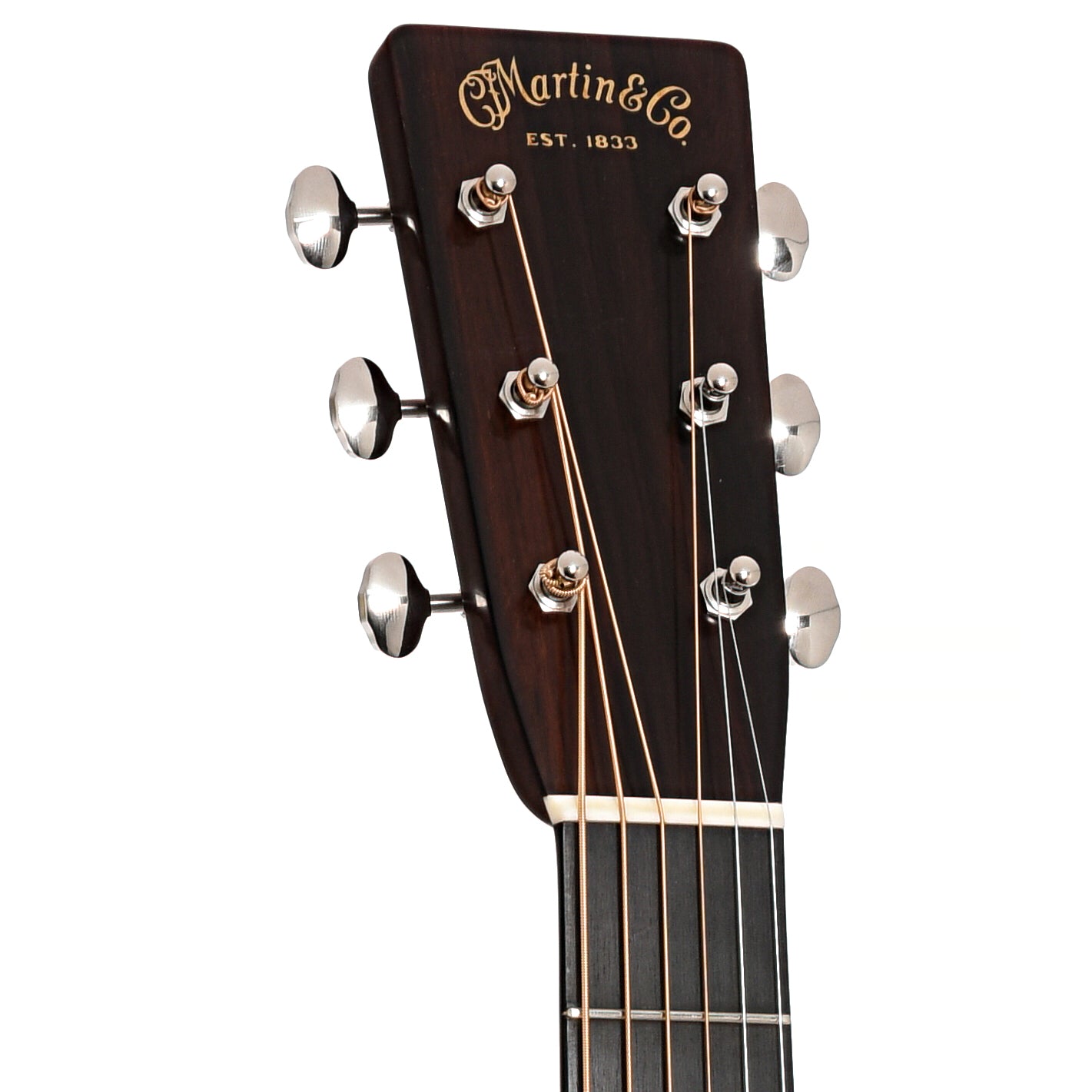 Front headstock of Martin D-28 Authentic 1937 VTS, Guatemalan Rosewood