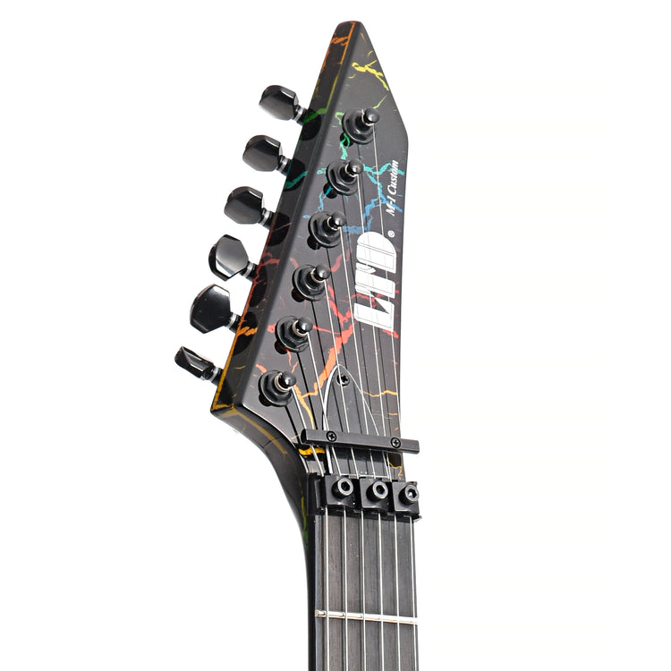 Front Headstock of ESP LTD M-1 Custom '87 Rainbow Crackle Electric Guitar