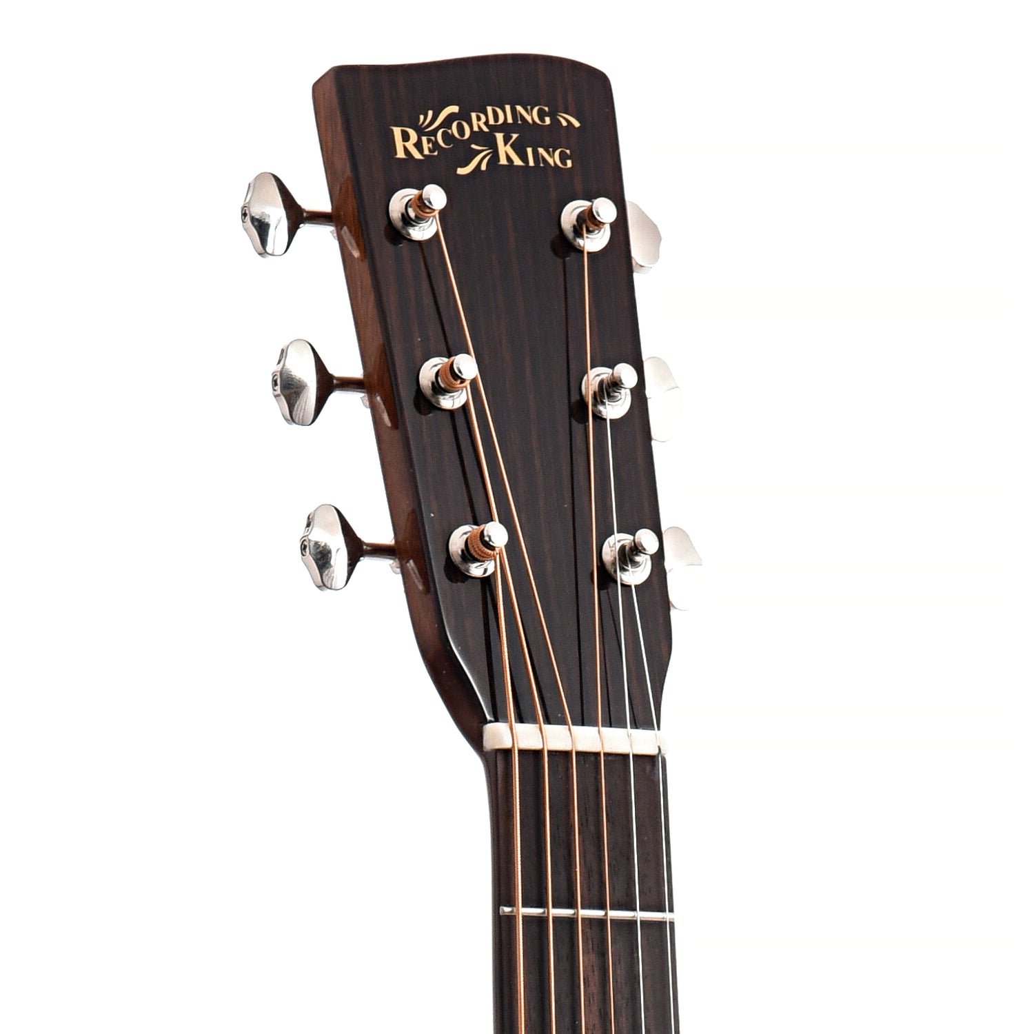 Front Headstock of Recording King RD-318 Mahogany Dreadnought Acoustic Guitar 