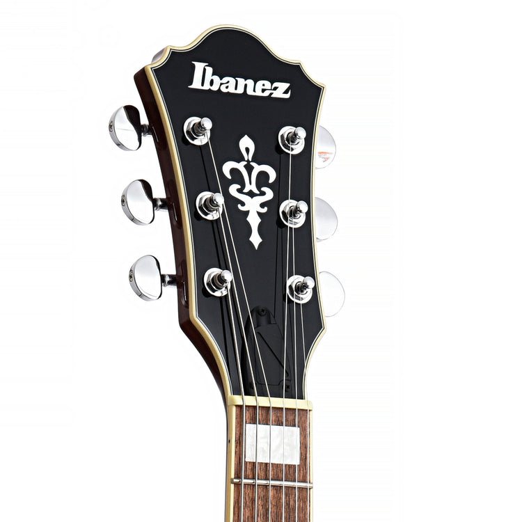 front headstock of Ibanez Artcore AS73FM Semi-Hollowbody Guitar, Transparent Autumn Fade