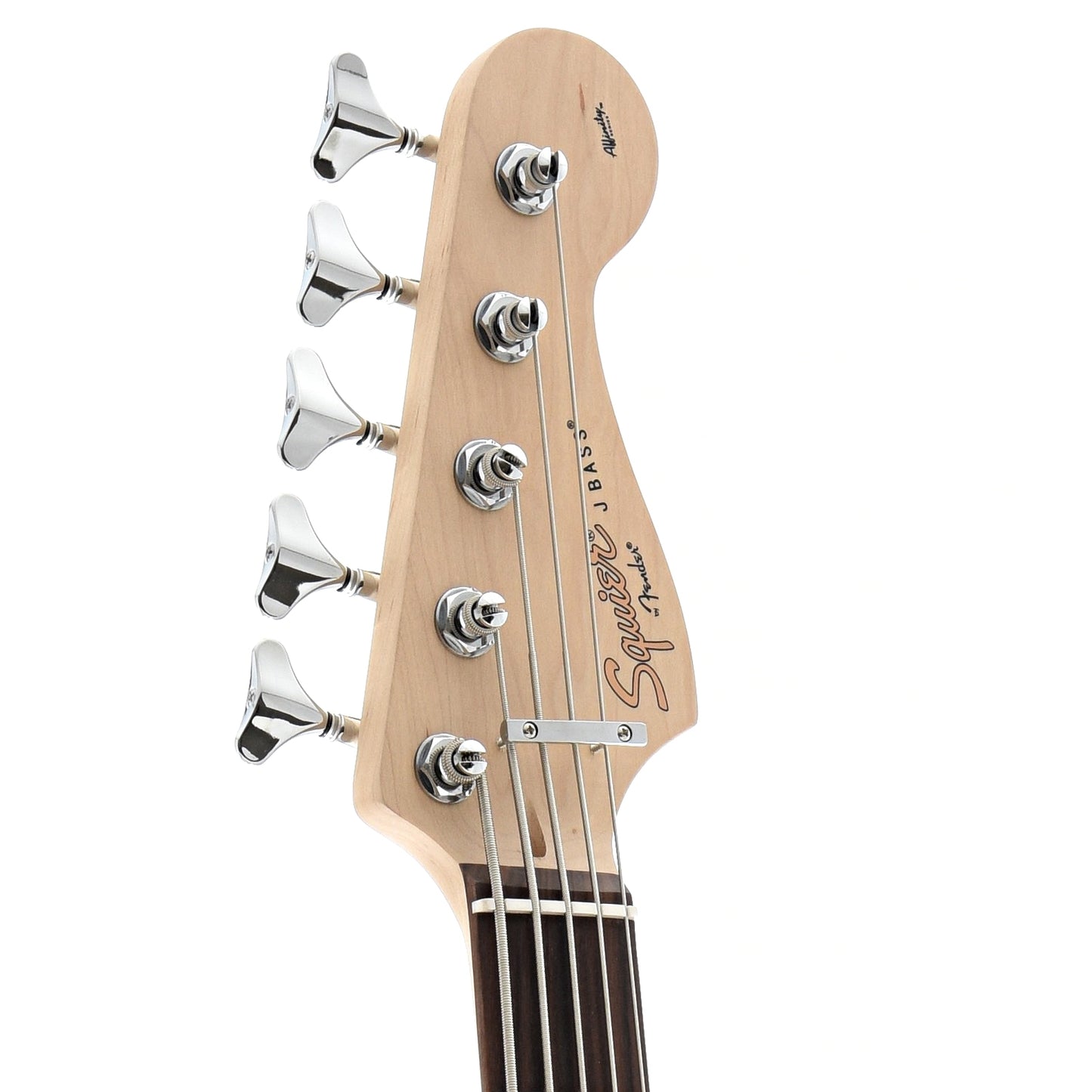 Front headstock of Squier Affinity Jazz Bass 5-String