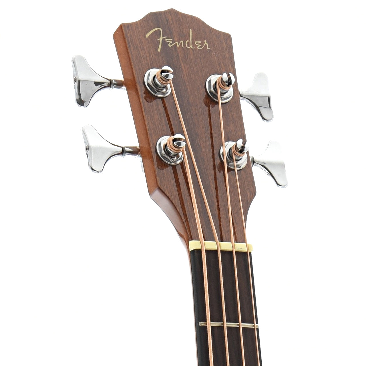 Front headstock of Fender CB-60SCE Acoustic Bass, Natural Finish
