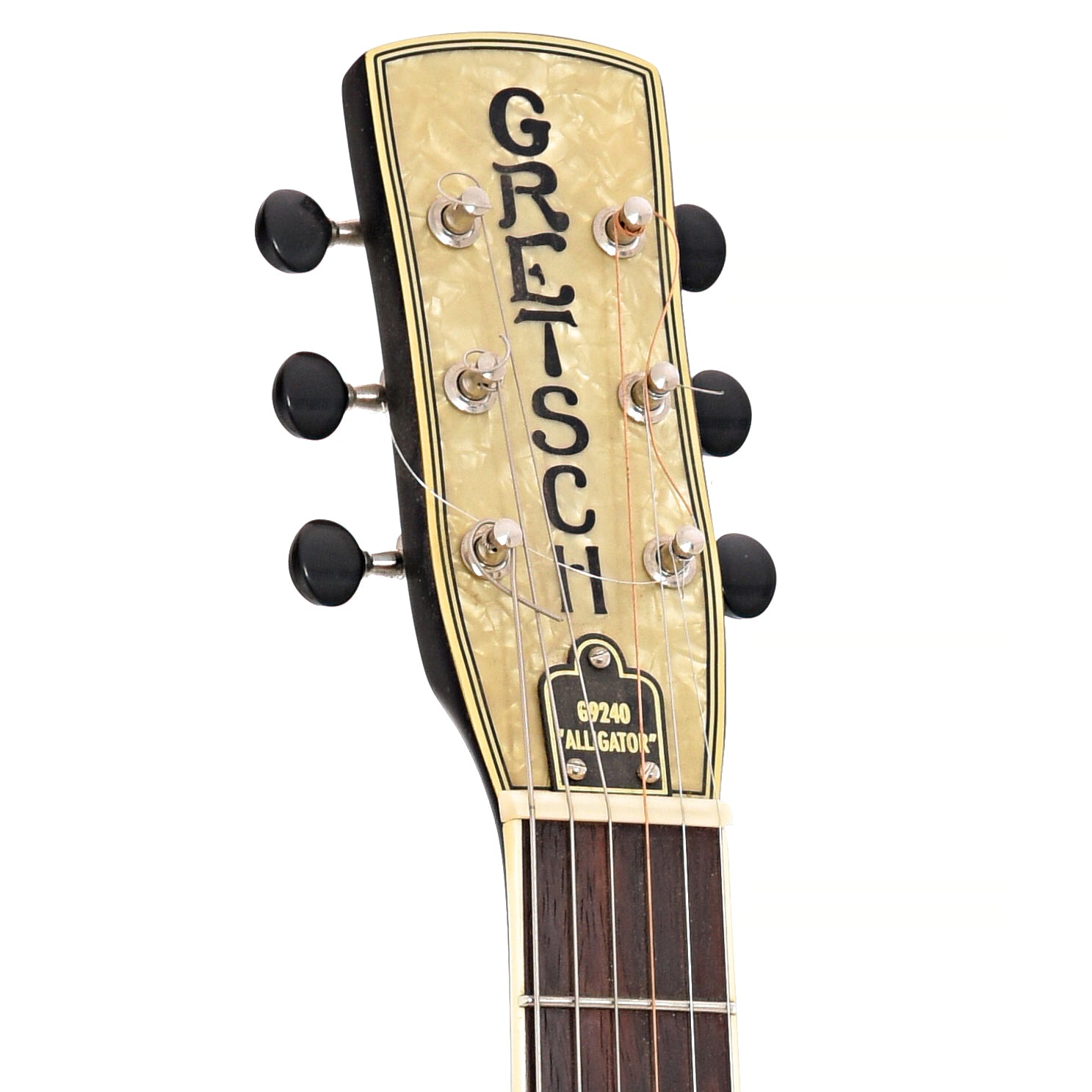 Front headstock of Gretsch G9240 "Alligator" Resonator Guitar