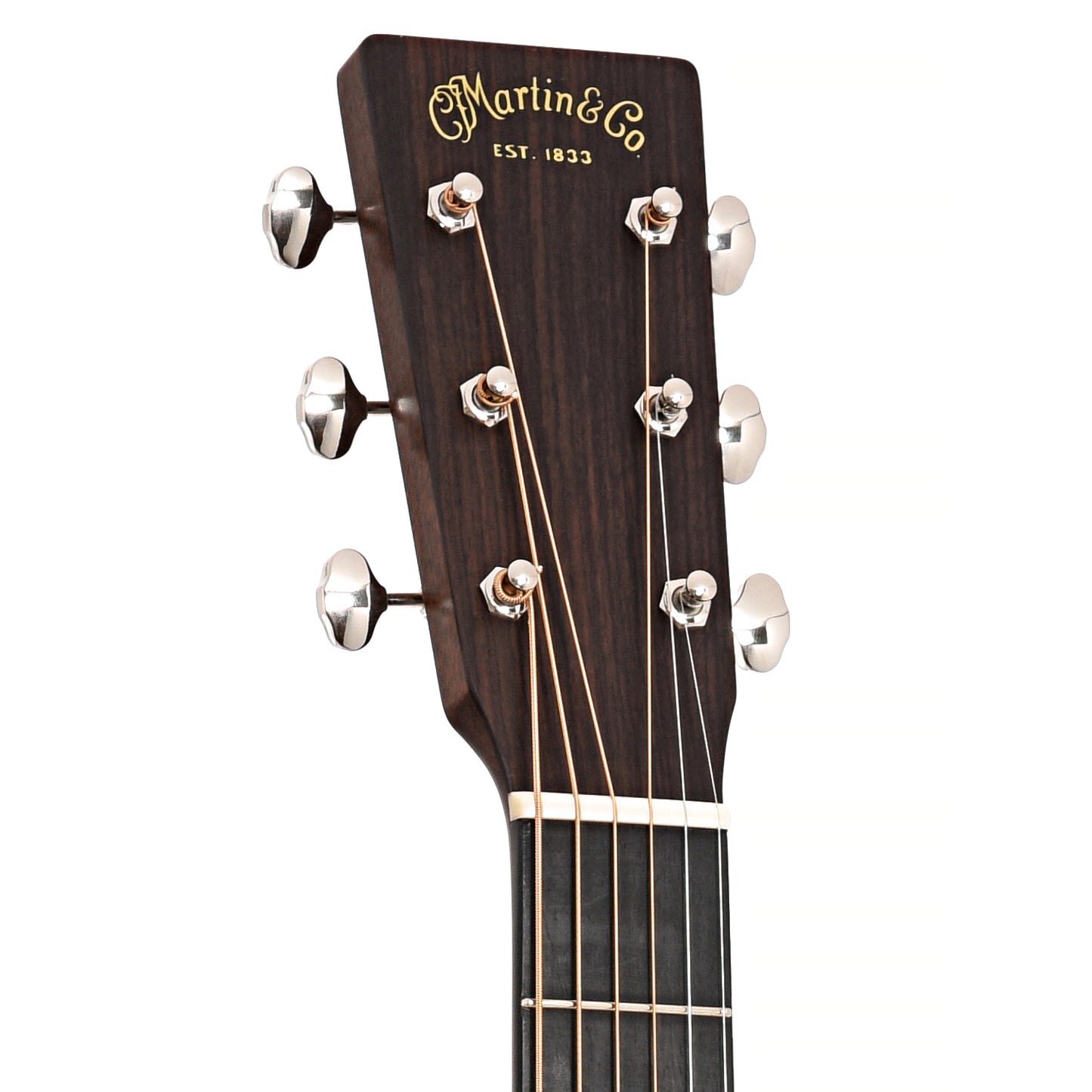 Front headstock of Martin 18-Style OM Guitar & Case, Sinker Mahogany