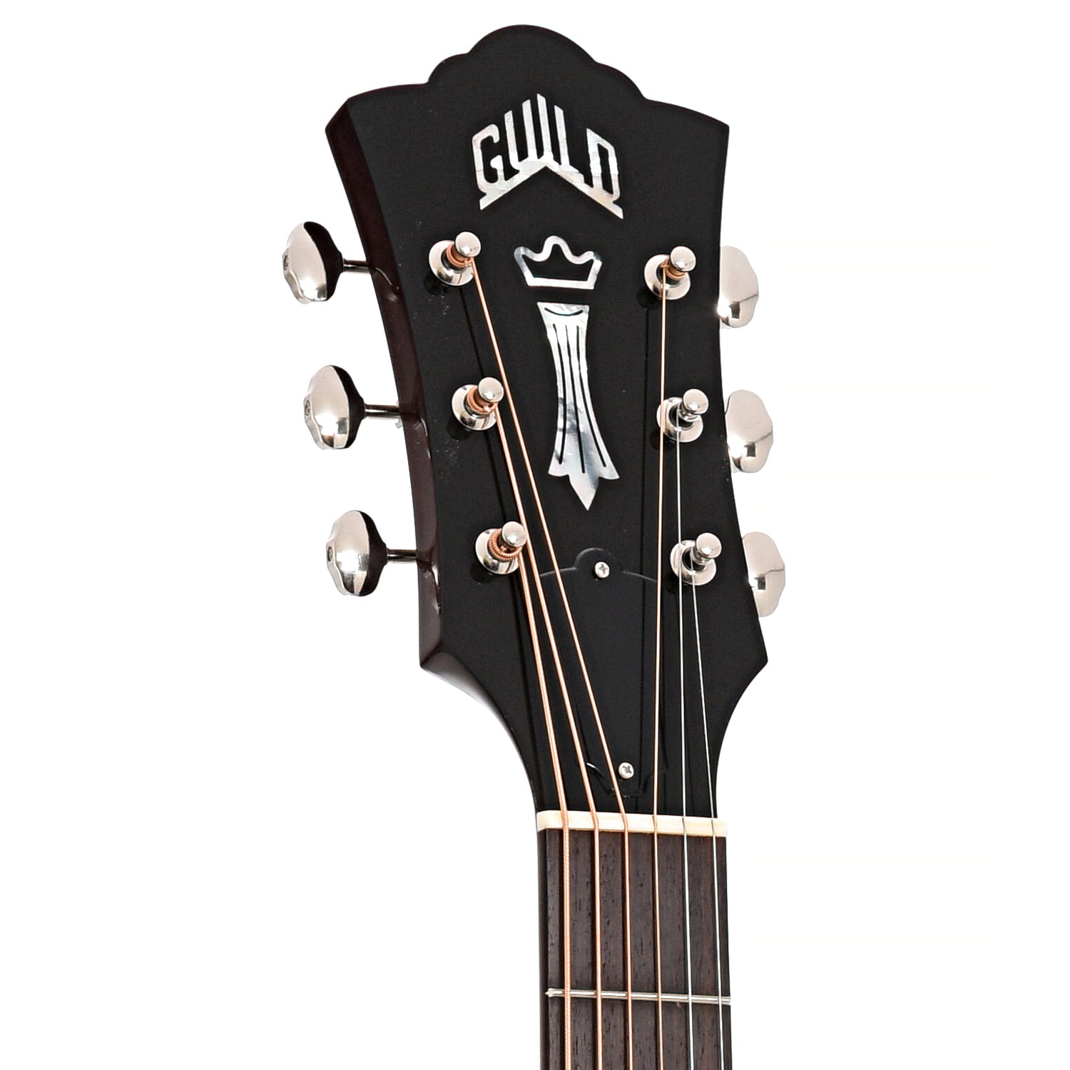 Front headstock of Guild USA D-40 Traditional Acoustic Guitar