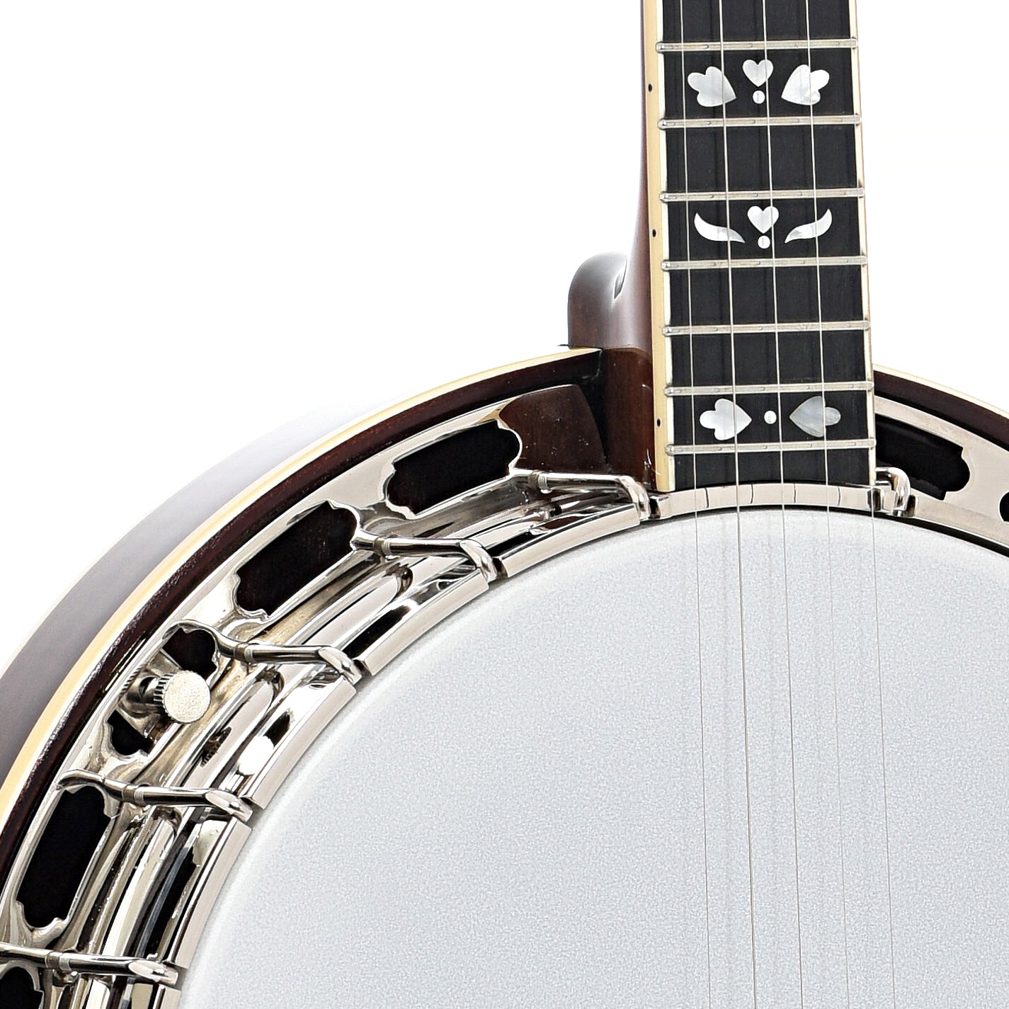 Front body and neck join of RECORDING KING ELITE 76 HEARTS & FLOWERS RESONATOR BANJO