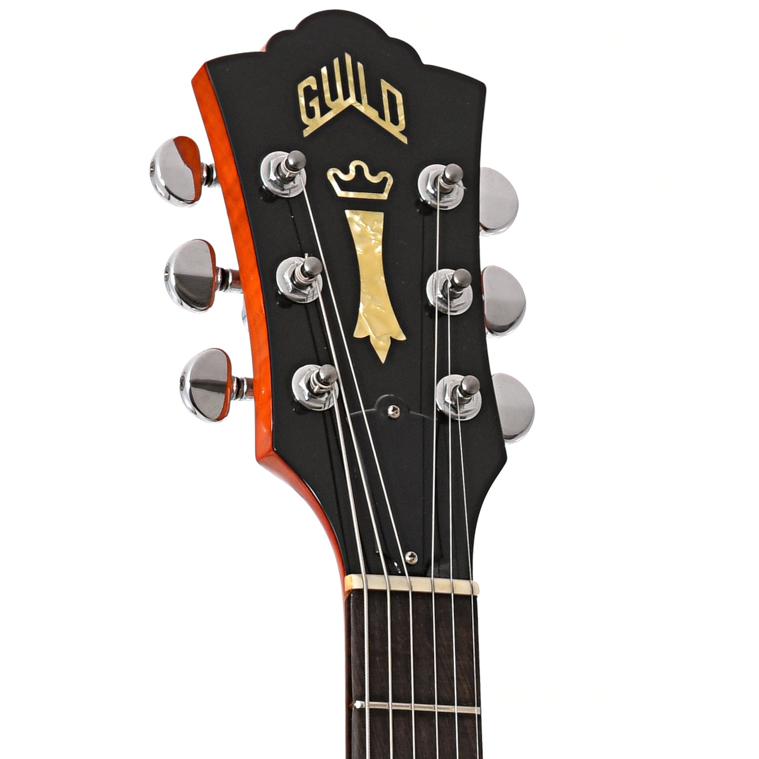Front headstock of Guild X160-FM A.b. Hollow Body
