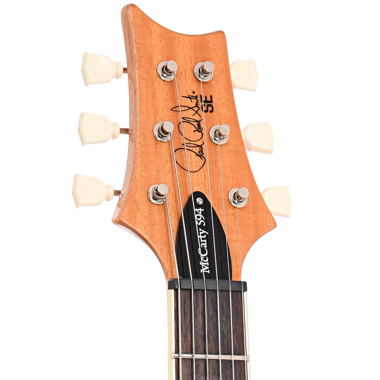 Front headstock of PRS SE McCarty 594, Faded Blue
