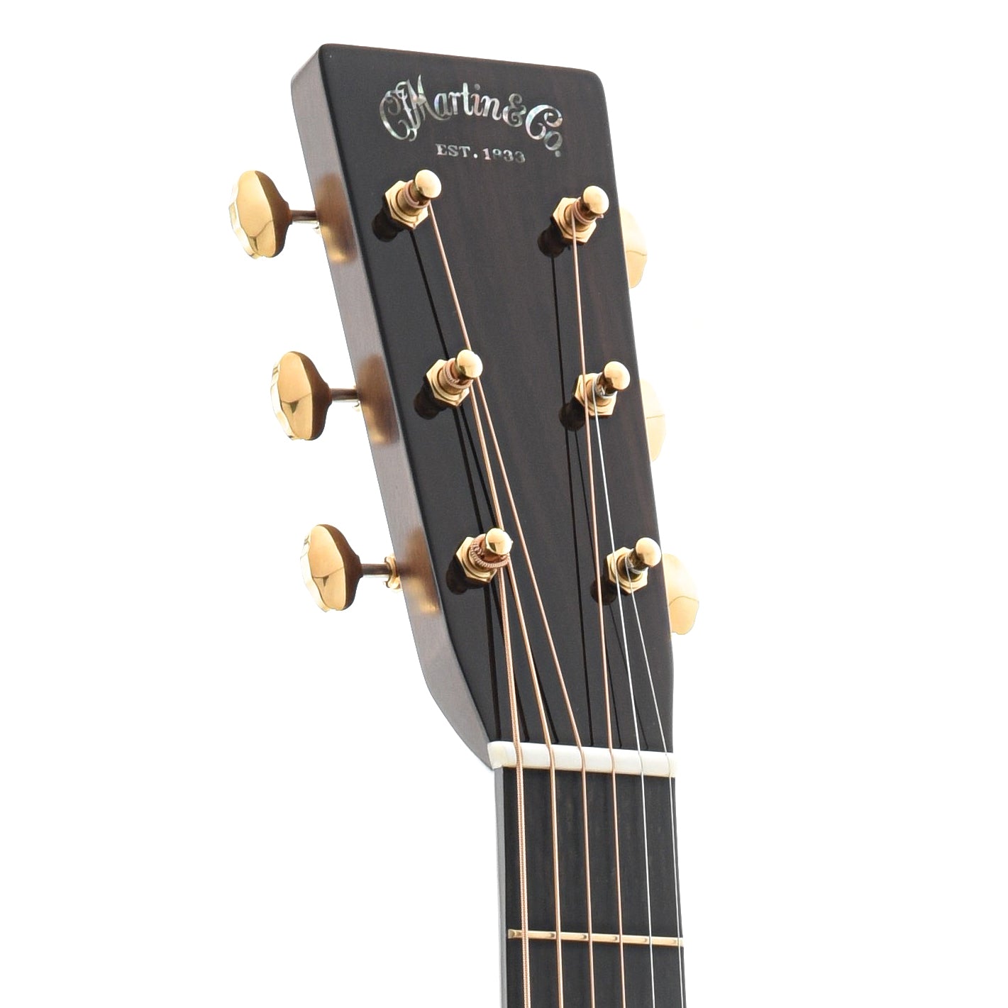 Front Headstock of Martin OM-28E Modern Deluxe Guitar