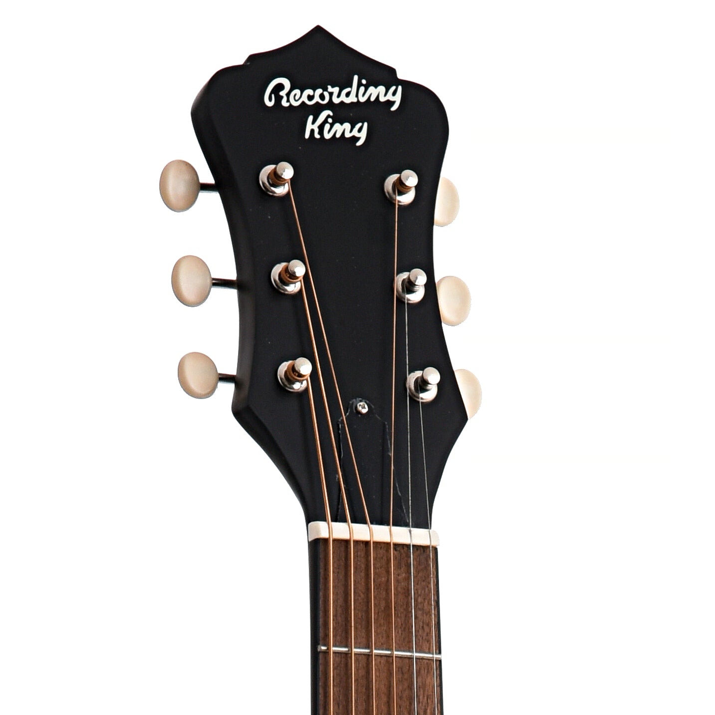 Front Headstock of Recording King Dirty 30s Mini Bucker Resonator Guitar